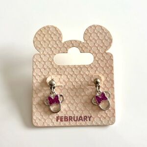 Disney Birthstone Birthday Minnie Earrings February Dangle Earrings